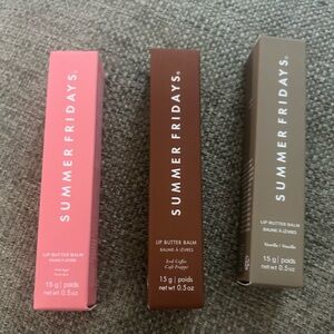 Summer Fridays Lip Butter Balm Bundle - Pink Sugar - Iced Coffee - Vanilla NIB